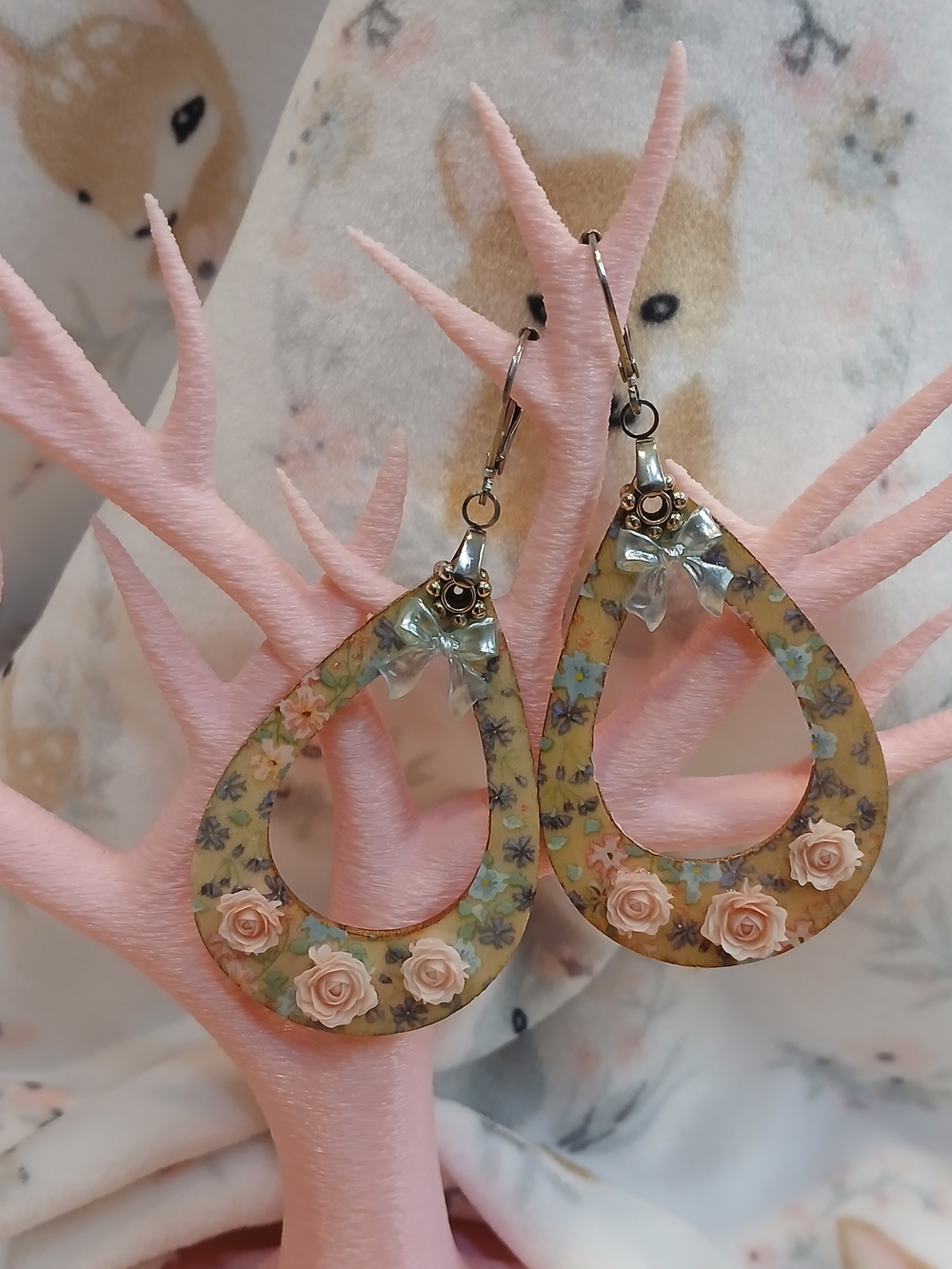 Boutique Teardrop Wood Earrings in Blush Pink